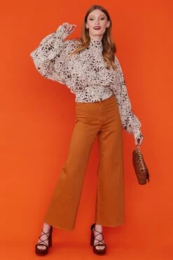 JAYLEY Silk Blend Animal Print Blouse