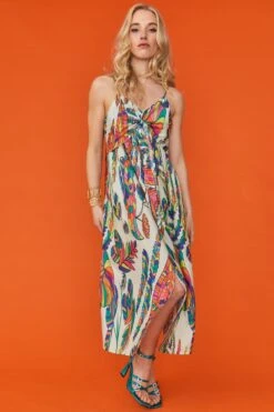 New Products -Deals Plain Midis Store jayley silk blend bow dress in havanna tropical print p11955 83111 image