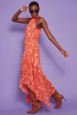 JAYLEY Silk Blend Halter Neck Floral Dress -Deals Plain Midis Store jayley silk blend halter neck floral dress p14579 96341 image