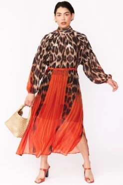 New Products -Deals Plain Midis Store jayley silk blend leopard maxi dress in red p12788 86641 image