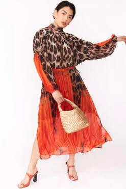 JAYLEY Silk Blend Leopard Maxi Dress In Red -Deals Plain Midis Store jayley silk blend leopard maxi dress in red p12788 86642 image