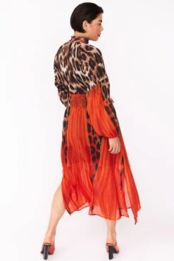 JAYLEY Silk Blend Leopard Maxi Dress In Red -Deals Plain Midis Store jayley silk blend leopard maxi dress in red p12788 86644 image