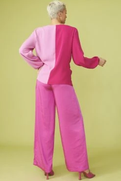 JAYLEY Silk Blend Pink Two Tone Blouse -Deals Plain Midis Store jayley silk blend pink two tone blouse p12737 87160 image