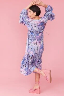 JAYLEY Silk Blend Purple Abstract Dress -Deals Plain Midis Store jayley silk blend purple abstract dress p12297 84583 image