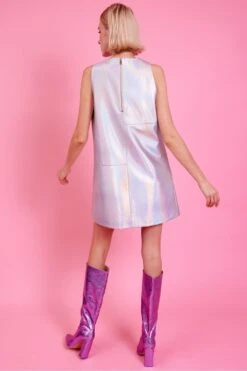 JAYLEY Silver Metallic Tunic Mini Dress -Deals Plain Midis Store jayley silver metallic tunic mini dress p14506 95892 image