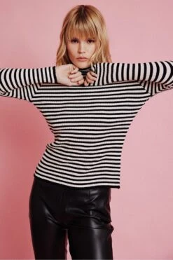 JAYLEY Striped Turtleneck Cashmere Top -Deals Plain Midis Store jayley striped turtleneck cashmere top p11528 80339 image