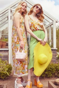 JAYLEY Sustainable Rose Petal Maxi Dress