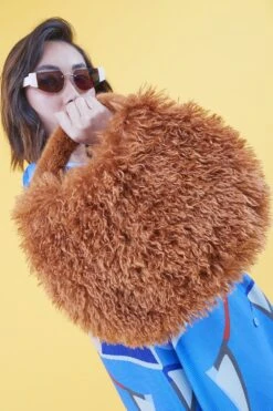 JAYLEY Tan Bamboo Eco Faux Fur Bag