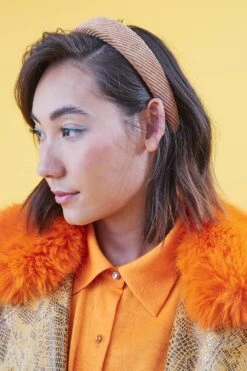 JAYLEY Tan Victoria Silk & Velvet Headband