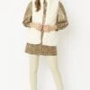 JAYLEY White Faux Fur Faux Suede Diagonal Stripe Gilet