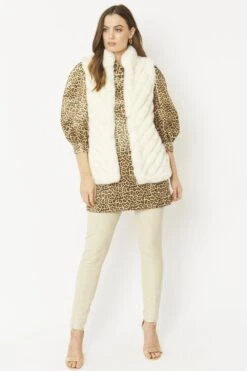 Deals Plain Midis Store -Deals Plain Midis Store jayley white faux fur faux suede diagonal stripe gilet p3890 58451 image