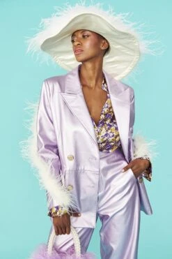 JAYLEY White Ostrich Feather Flapper Oversized Hat -Deals Plain Midis Store jayley white ostrich feather flapper oversized hat p12693 86011 image