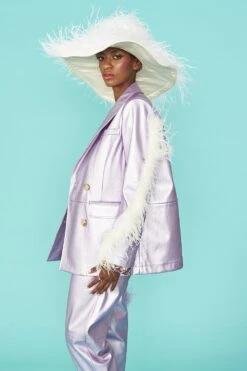 JAYLEY White Ostrich Feather Flapper Oversized Hat -Deals Plain Midis Store jayley white ostrich feather flapper oversized hat p12693 86012 image