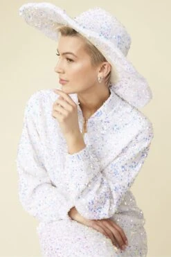 JAYLEY White Sequin Handmade Flapper Hat -Deals Plain Midis Store jayley white sequin handmade flapper hat p13274 89903 image