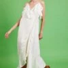 JAYLEY White Silk Blend Maxi Ruffle Dress