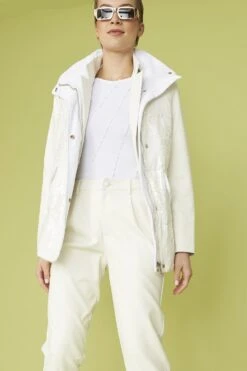 JAYLEY White Velvet Sequin Gilet -Deals Plain Midis Store jayley white velvet sequin gilet p13336 90313 image