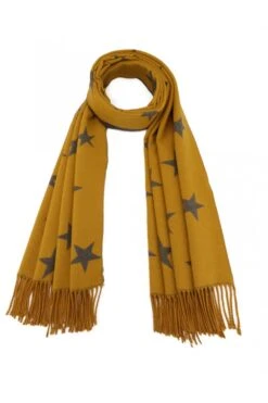 JAYLEY Yellow Cashmere And Silk Blend Star Design Scarf Wrap