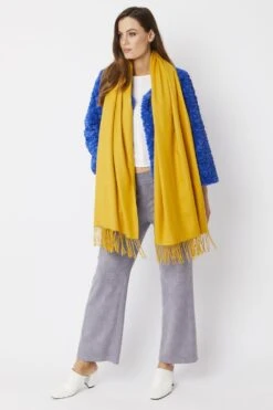 JAYLEY Yellow Cashmere Blend Scarf -Deals Plain Midis Store jayley yellow cashmere blend scarf p4720 61750 image