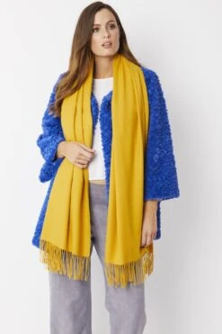 JAYLEY Yellow Cashmere Blend Scarf -Deals Plain Midis Store jayley yellow cashmere blend scarf p4720 61752 image