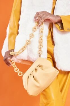 JAYLEY Yellow Charlotte Leather Clutch And Shoulder Handbag