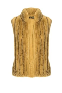 JAYLEY Yellow Faux Fur Gilet -Deals Plain Midis Store jayley yellow faux fur gilet p3682 57593 image