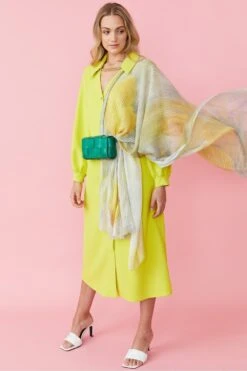 JAYLEY Yellow Luxury Cashmere Silk Blend Wrap -Deals Plain Midis Store jayley yellow luxury cashmere silk blend wrap p8358 48112 image