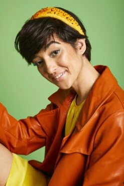 JAYLEY Yellow Padded Sequin Headband