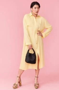 JAYLEY Yellow Silk Blend Maxi Dress
