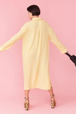 JAYLEY Yellow Silk Blend Maxi Dress -Deals Plain Midis Store jayley yellow silk blend maxi dress p12694 86020 image