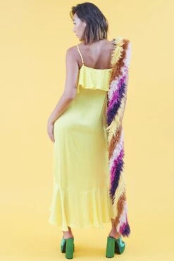 JAYLEY Yellow Silk Blend Maxi Ruffle Dress -Deals Plain Midis Store jayley yellow silk blend maxi ruffle dress p14379 94866 image