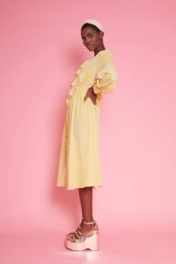 JAYLEY Yellow Silk Blend Zebra Print Maxi Dress -Deals Plain Midis Store jayley yellow silk blend zebra print maxi dress p13584 92143 image